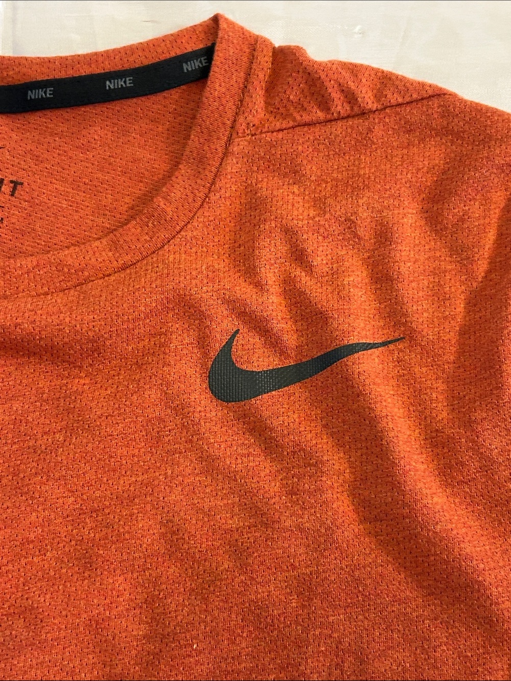 Nike Men’s Short-Sleeve Crew Tee in Burnt Orange with Black Swoosh - Picture 6 of 9